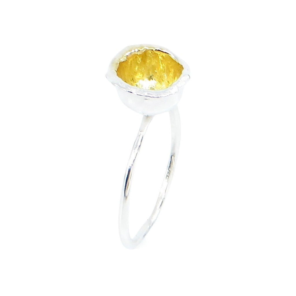 Lily of the Valley Floret Ring. Sterling Silver. Inside of floret is 18K gold.  Flower is like a cup so you see gold inside. US Size 6. 