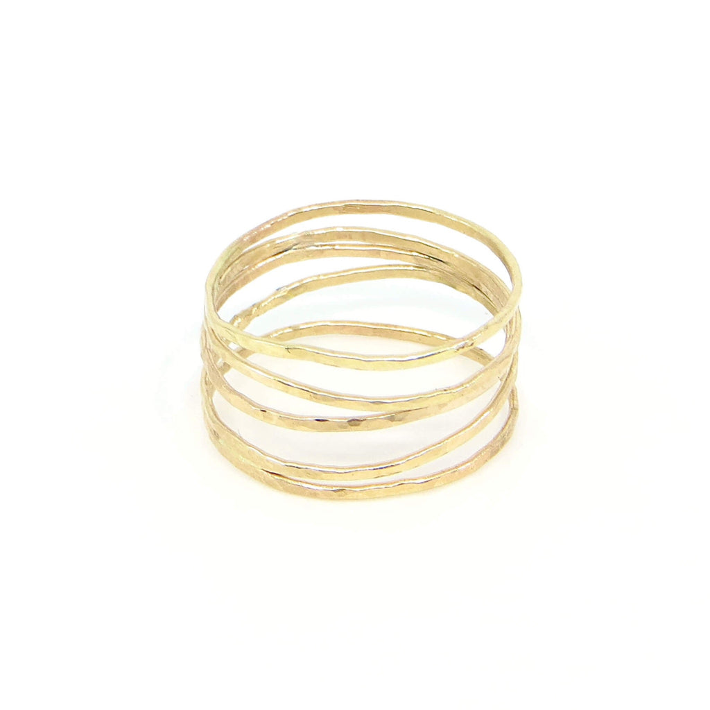 5 hammered 14k gold bands assembled to form one unique twinkle ring.